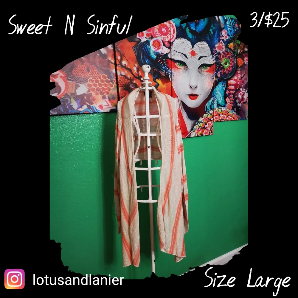 Sweet N Sinful Orange/ Tan Duster Size Large 3/$25
